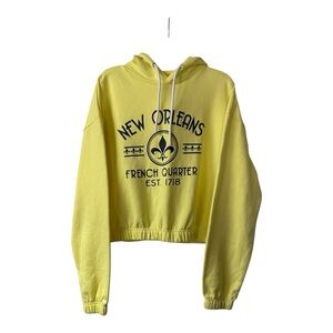 Day Break New Orleans French QuarterYellow Cropped Drawstring Hoodie Size Medium